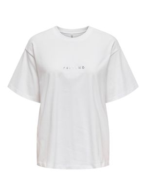 Only ONLWENDY LIFE S/S TEXT DETAIL TOP J: Bright White/Pretend 15343922