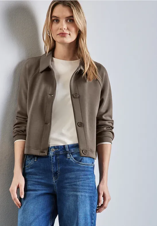 Street One LTD QR silk look short jacket muddy brown A322585