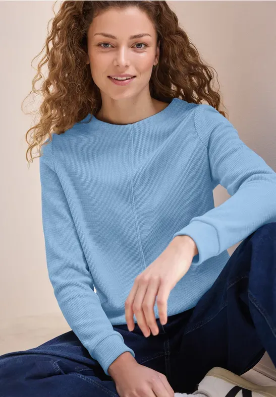 Cecil Solid Cord Funnel Neck fresh light blue B322613