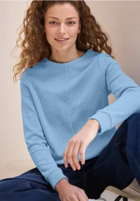 Cecil Solid Cord Funnel Neck fresh light blue B322613