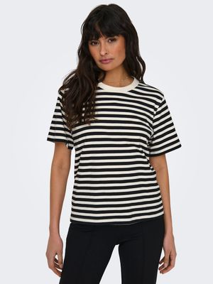 Only ONLLIVINA S/S STRIPE TEE JRS NOOS Cloud Dancer/BLACK S 15272227