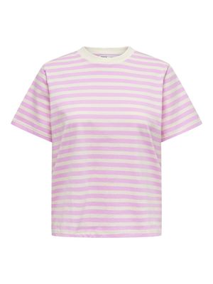 Only ONLLIVINA S/S STRIPE TEE JRS NOOS Bonbon/WHITE STRIPES 15272227