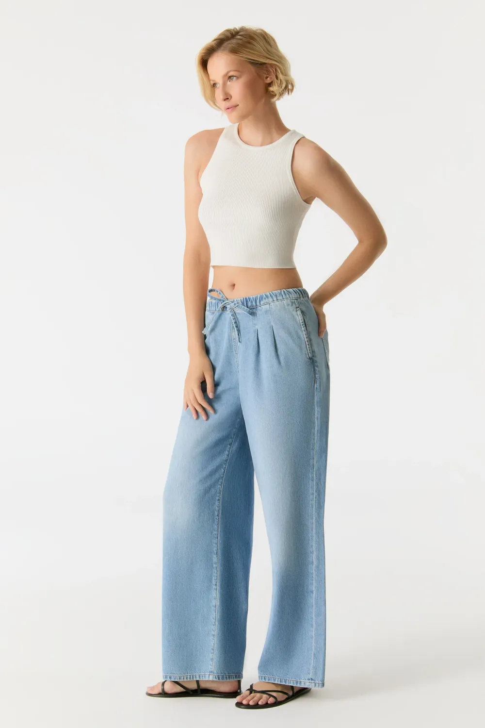 Cup Of Joe Denim wide leg jogger Light Blue Ellen