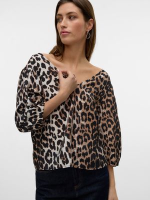 Vero Moda VMJOSIE 3/4 V-NECK TOP WVN GA Egret/Leo 10331457