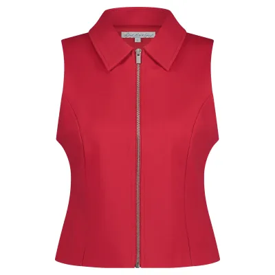 Red Button Waistcoat zipper punta red SRB4490