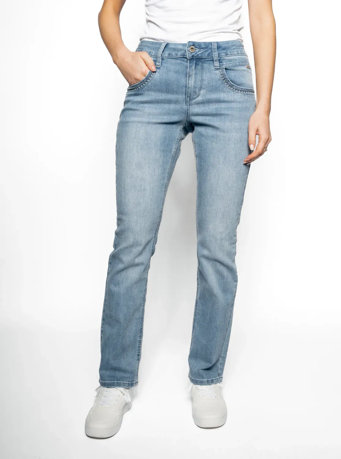 Red Button Kate denim & embroid. pockets stoneused SRB4440