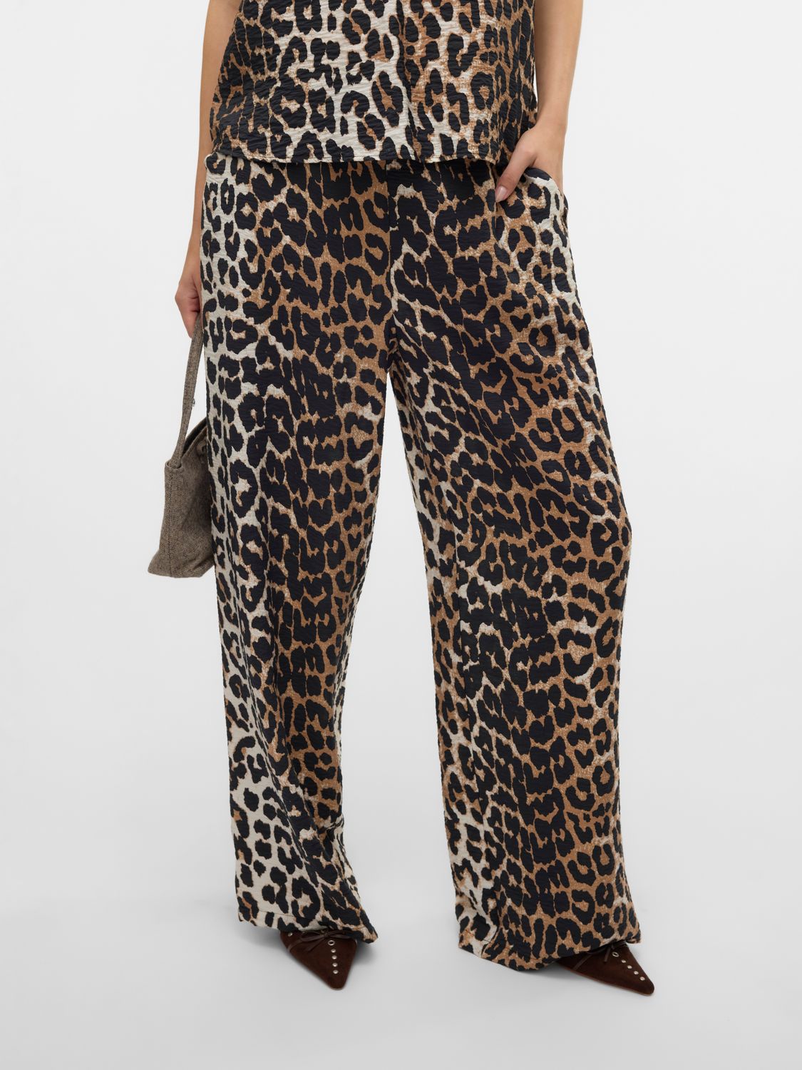 Vero Moda VMJOSIE HW WIDE PANT WVN GA Egret/Leo 10303759