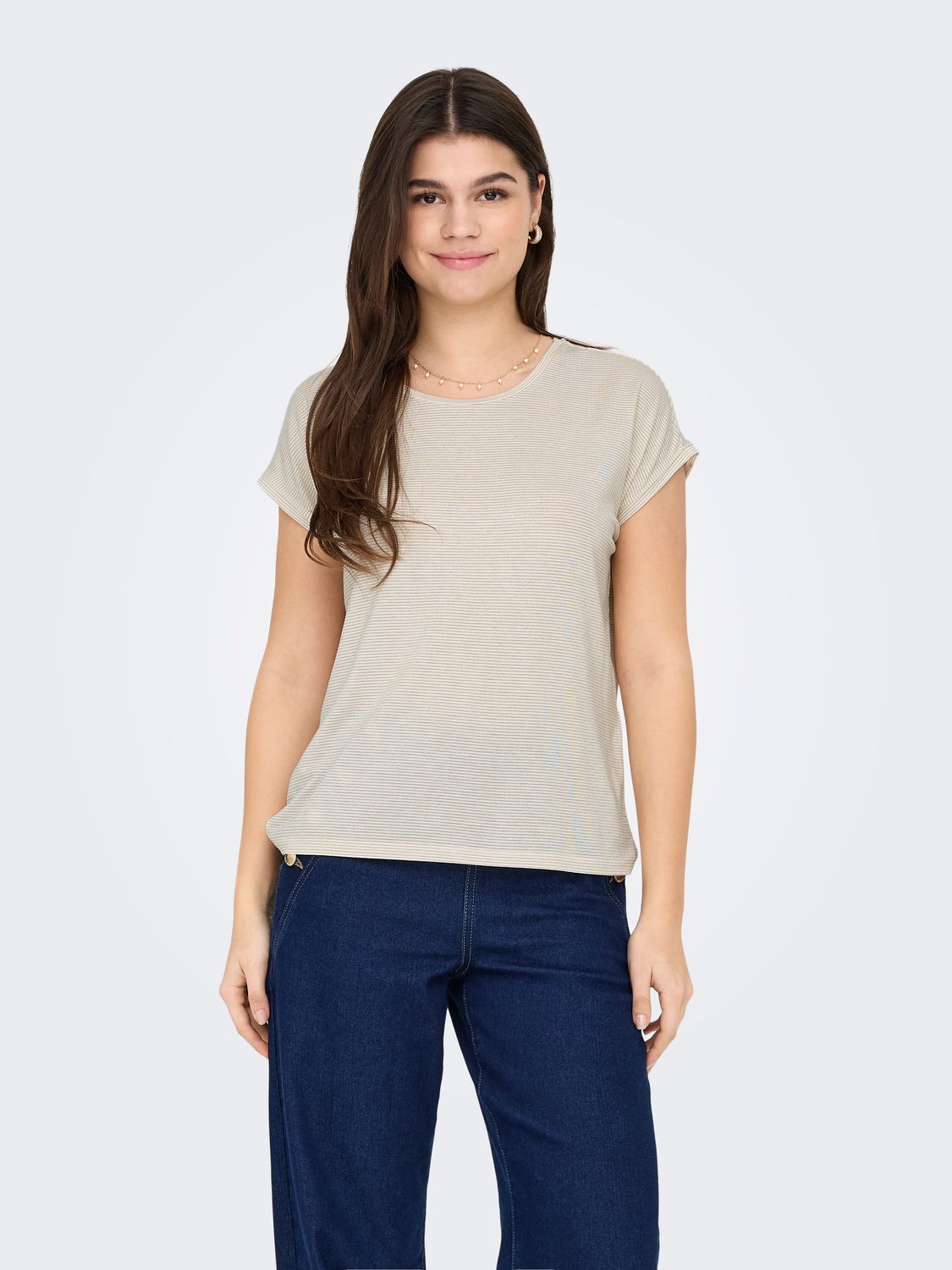Only ONLCLAUDIA S/S GLITTER TOP NOOS JRS Cloud Dancer/GOLD LU 15318422