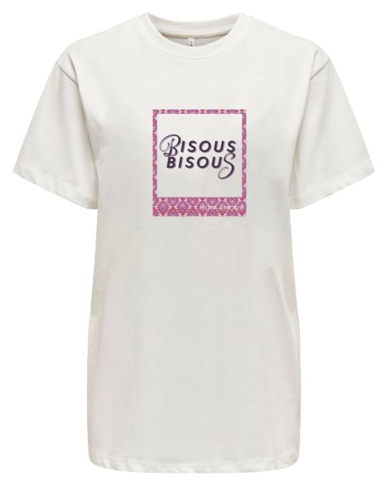 Only ONLFLEUR LIFE S/S  TEE CS JRS Cloud Dancer/Bisous 15346852