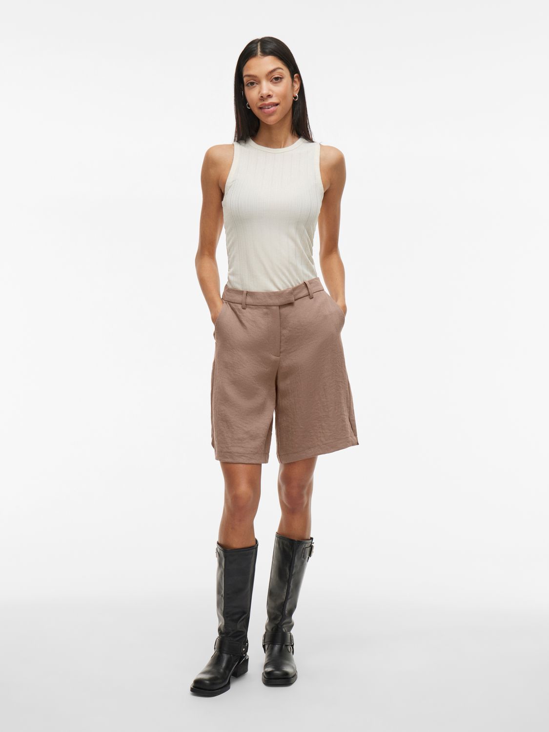 Vila VIFLEA RW TAILORED SHORTS Mountain Trail 14105556