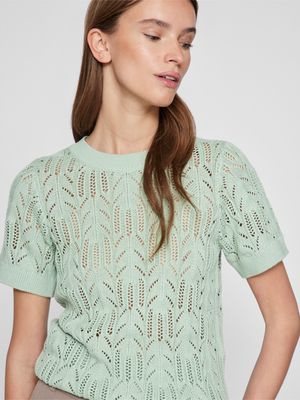 Vila VICOTTI S/S O-NECK KNIT TOP - NOOS Silt Green 14102700