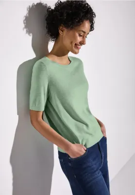 Street One LTD_QR_sweater half-sleeve milky green mel. A303225