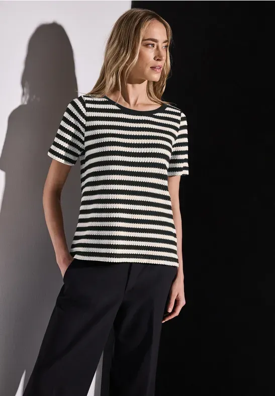 Street One LTD QR summer yds stripe knit Black A322898
