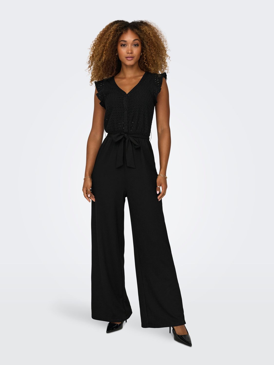 Only ONLELISA S/L V-NECK JUMPSUIT JRS Black 15320004