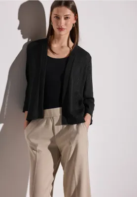 Street One open summer knit jacket Black A323138