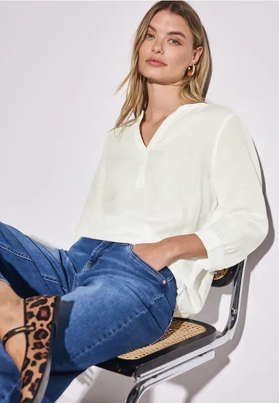 Street One SOL_Splitneck blouse UNI off white A345391