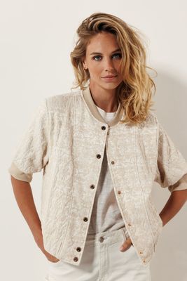 Tramontana Jacquard Bomber Jacket Off White Melange C08-16-803