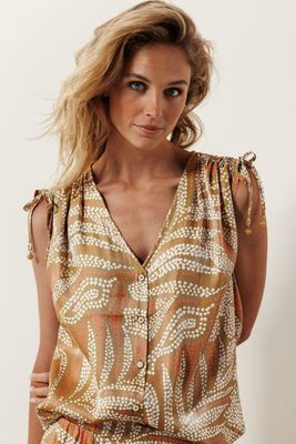 Tramontana Blouse Summer Safari Print Bronze C04-16-301