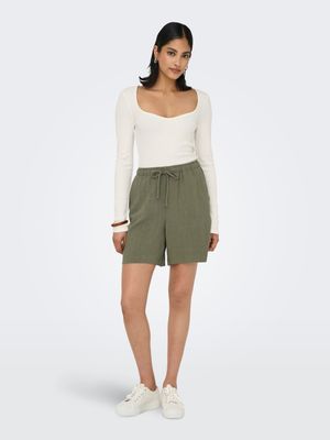 Only ONLSIESTA MW PULL-UP LIN BL SHORTS : Deep Lichen Green 15333032