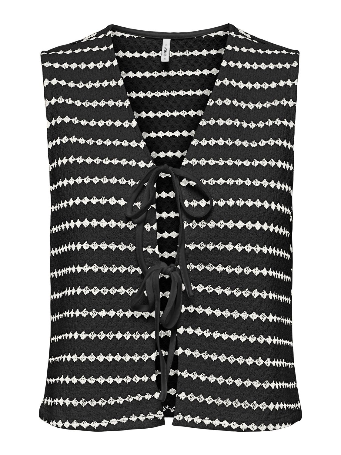 Only ONLEVA S/L SHORT STRIPE VEST JRS Black/Cloud dancer 15348624