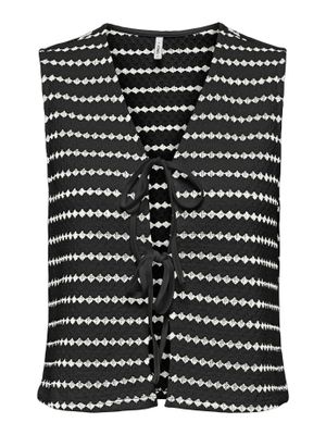 Only ONLEVA S/L SHORT STRIPE VEST JRS Black/Cloud dancer 15348624
