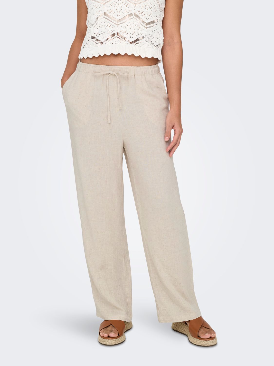 Only ONLSIESTA MW PULL-UP LINEN BL PNT N: Moonbeam 15322263
