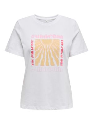 Only ONLHENNY LIFE REG S/S TOP BOX CS JR: Bright White/Sunbeam 15327666