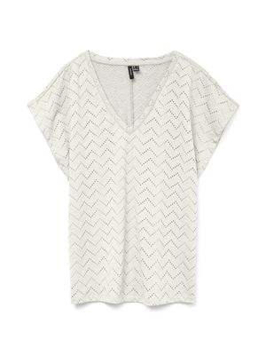 Vero Moda VMTHAS SS V-NECK TOP JRS GA VO Snow White 10328120
