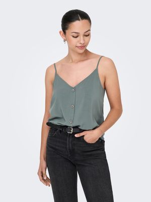 Only ONLNELLY LIFE BUTTON SINGLET SOLID : Balsam Green 15222163