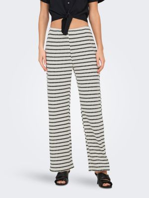 Only ONLEVA STRIPE WIDE LEG PANT JRS Cloud Dancer/Black 15348629