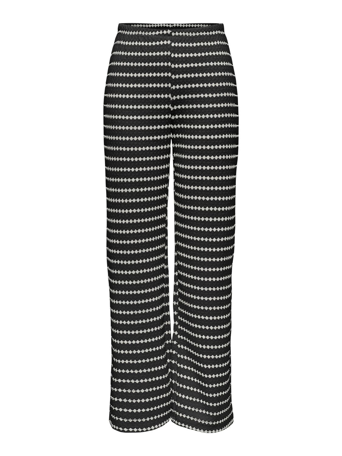 Only ONLEVA STRIPE WIDE LEG PANT JRS Black/Cloud dancer 15348629