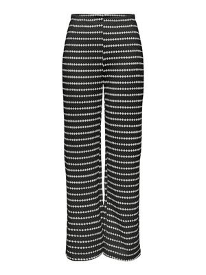 Only ONLEVA STRIPE WIDE LEG PANT JRS Black/Cloud dancer 15348629
