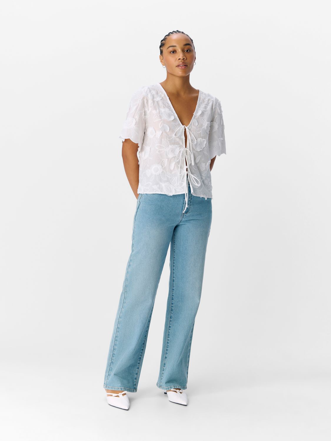 Object OBJMINI RE S/S V-NECK TOP 139 White 23047079