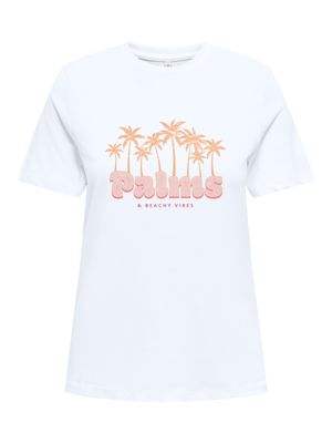 Only ONLHENNY LIFE REG S/S TOP BOX CS JR: Bright White/Palms 15327666