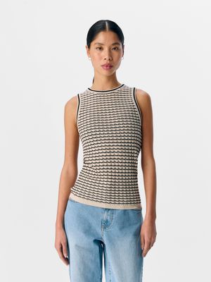 Object OBJESTER RE PATTERN TANK TOP DIV Sandshell/Black 23046822