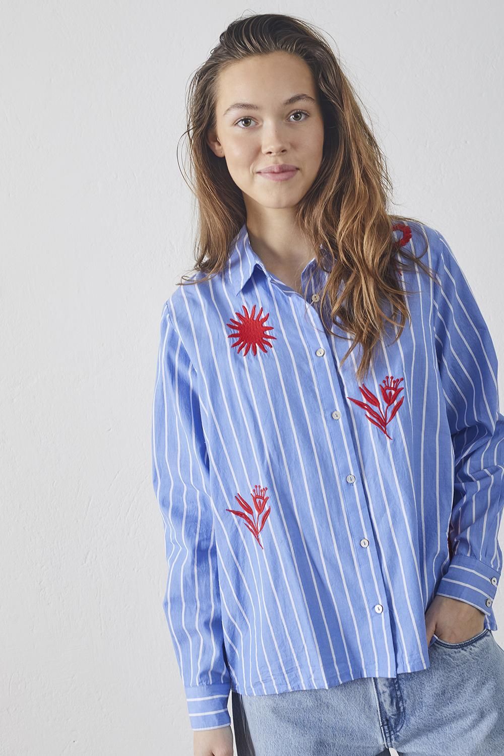Sisters Point Blouse Stripe/Red IBISA-SH