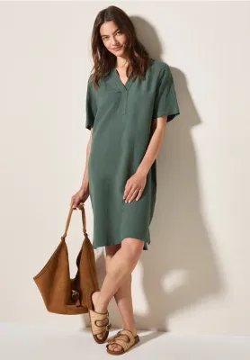 Cecil LINEN_LI/CV_Solid Split Neck D balmy khaki B144333