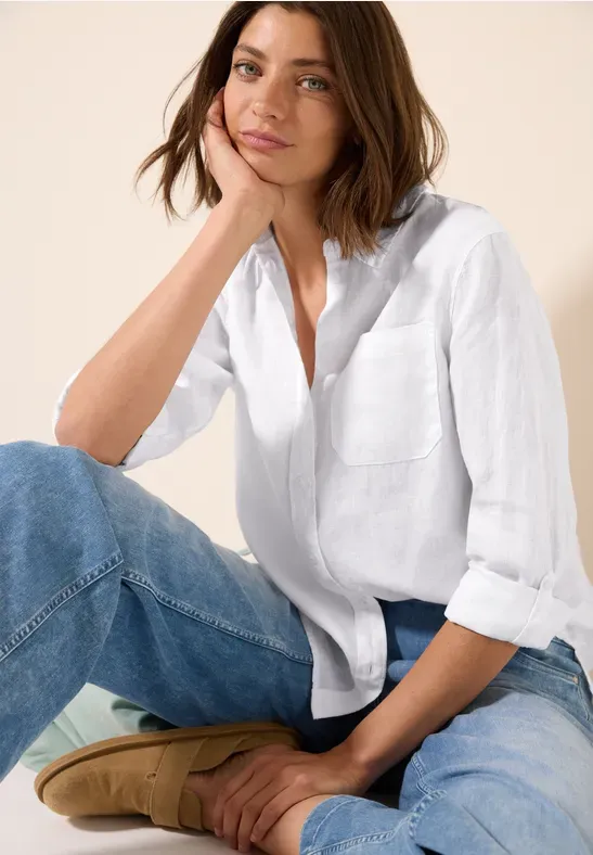 Cecil LINEN_ Solid Shirt Blouse White B345377