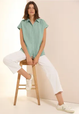 Cecil LINEN _Solid Blouse ice sage green B345376