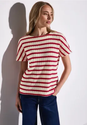 Street One stripe structure shirt glory red A323143