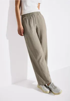 Street One LTD QR musseline_Wide Leg HW cool ivory A378684