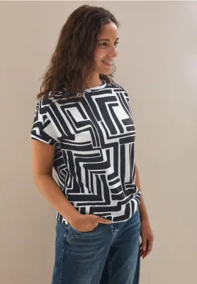 Cecil TOS Big Printed Button T-Shirt universal blue B323099