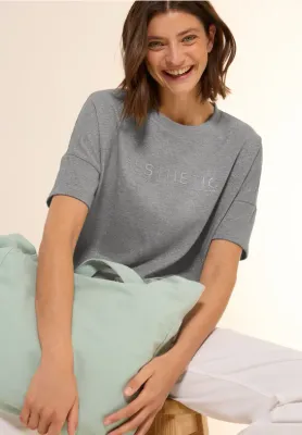 Cecil Embossed FP Glitter T-Shirt fog grey melange B323350