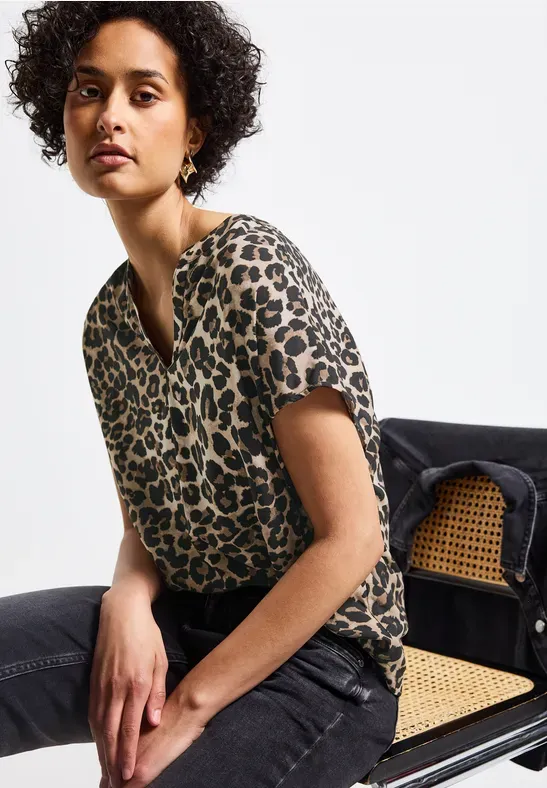 Street One LTD QR Shirtblouse w splitneck Black A345729