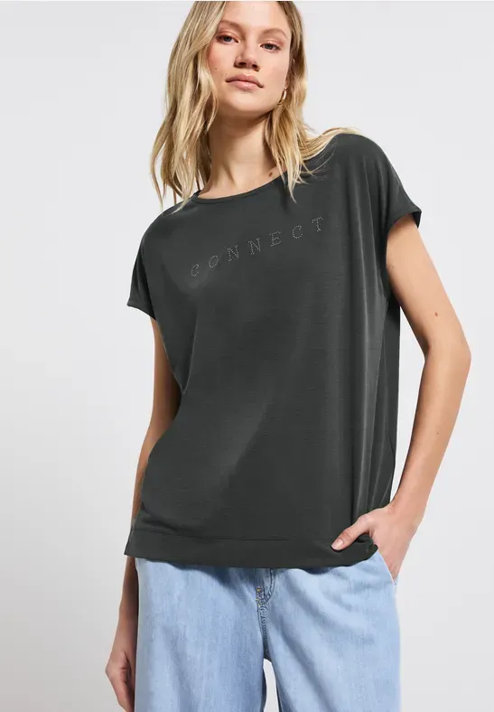 Street One LTD QR silk look shirt w.stone granite grey A323340