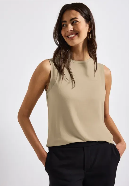Street One LTD QR jersey top w.chiffon sh coastal beige A323316