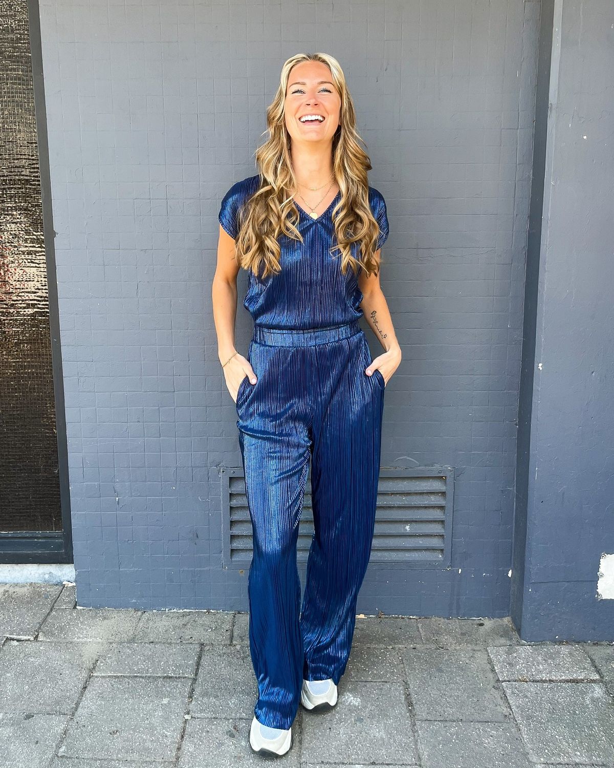Vero Moda VMDUVI HW WIDE PANT JRS BTQ GA Navy Blazer 10329787