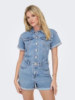 Only ONLCASTEL S/S DNM PLAYSUIT AZG Light Blue Denim 15344704