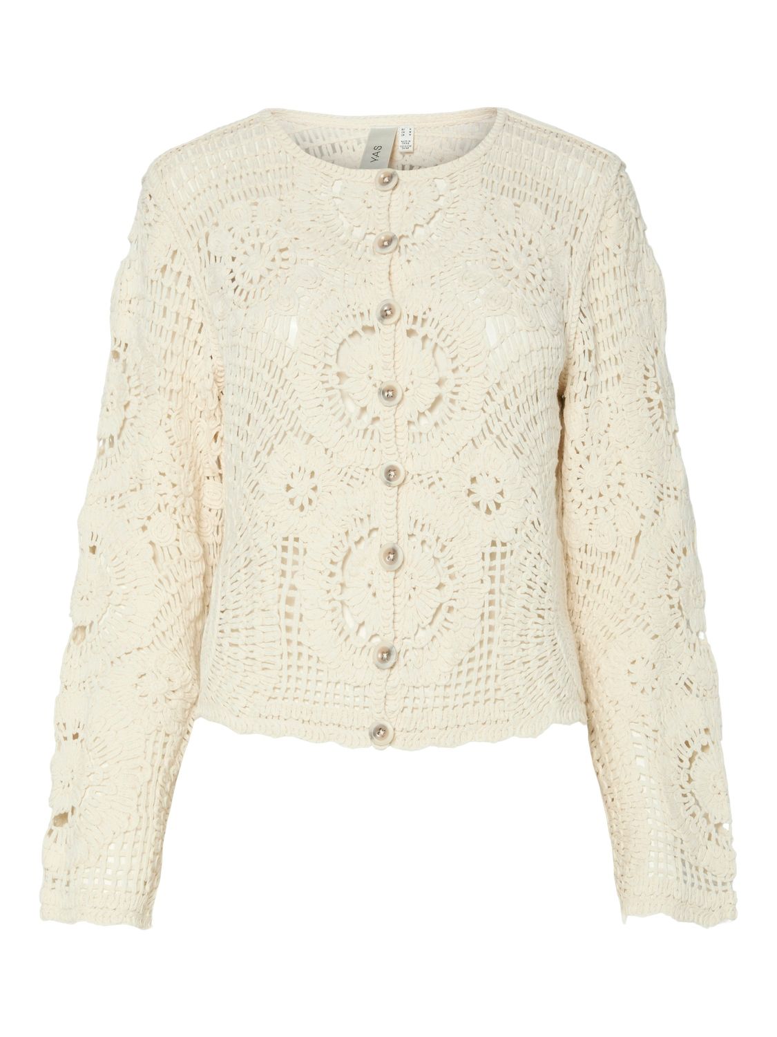 YAS YASFIRO LS CROCHET CARDIGAN Birch 26037326