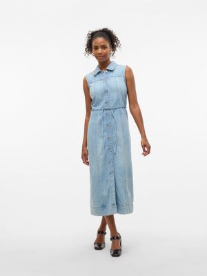 Vero Moda VMNENYA SL 7/8 DENIM VEST DRESS SI3: Medium Blue Denim 10331072
